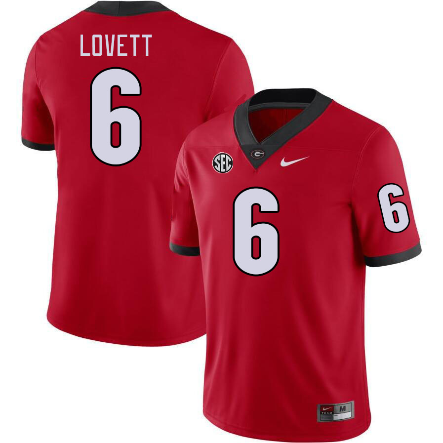 #6 Dominic Lovett Georgia Bulldogs Jerseys Football Stitched-Retro Red
